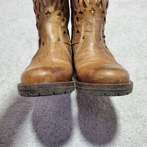 DROMEDARIS Kenza Ankle Boots Booties Leather Cut Out Rustic Brown Women 38EU 7US - Picture 6 of 14